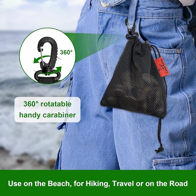 Mesh Foraging Bags with Clip, 4 Pack Drawstring & Toggle Closure Foraging Pouch - Image 5