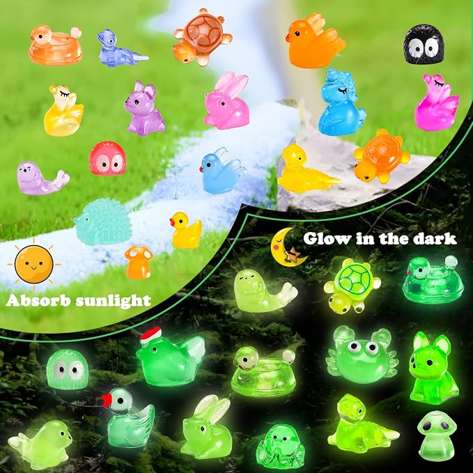 64PCS Luminous Mini Resin Animals Bulk, 64 Styles Glow in The Dark Tiny Little - Image 4