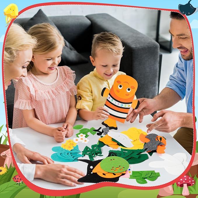 WATINC 12Pcs Hand Puppet Making Kit, Art Craft Felt Sock Puppet Toys, Creative - Image 6