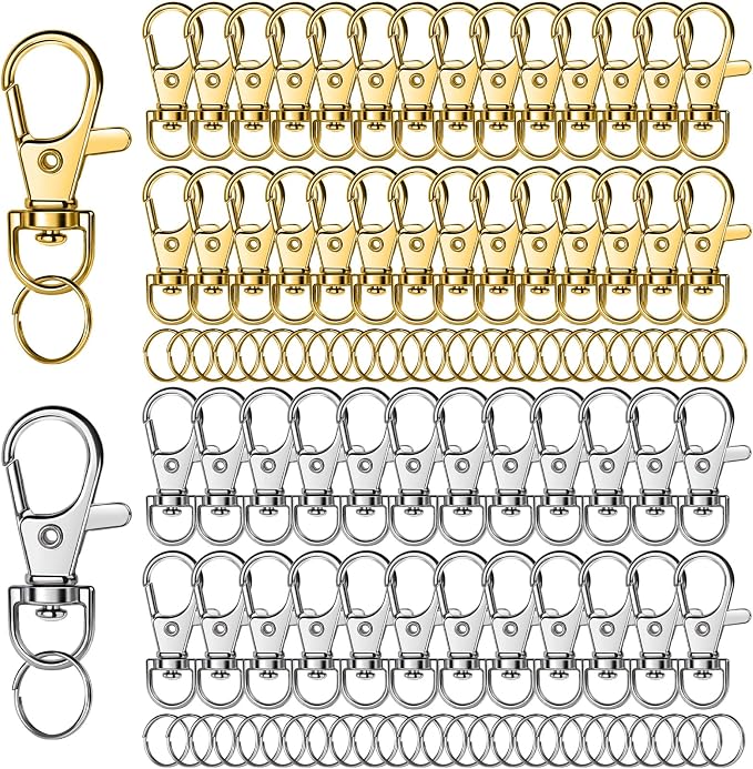 LEOBRO 100PCS Lobster Claw Clasps and Key Rings, Keychain Making kit, Keychains by LEOBRO