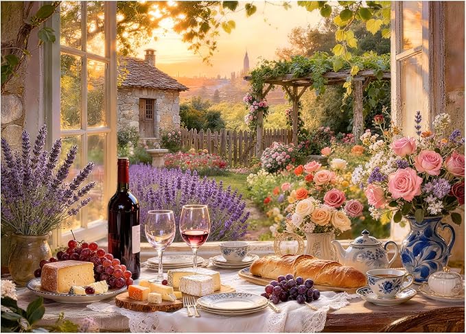 Cottage Garden Wine Puzzles for Adults 1000 Pieces, Challenging Jigsaw Puzzles by FLYHOUR