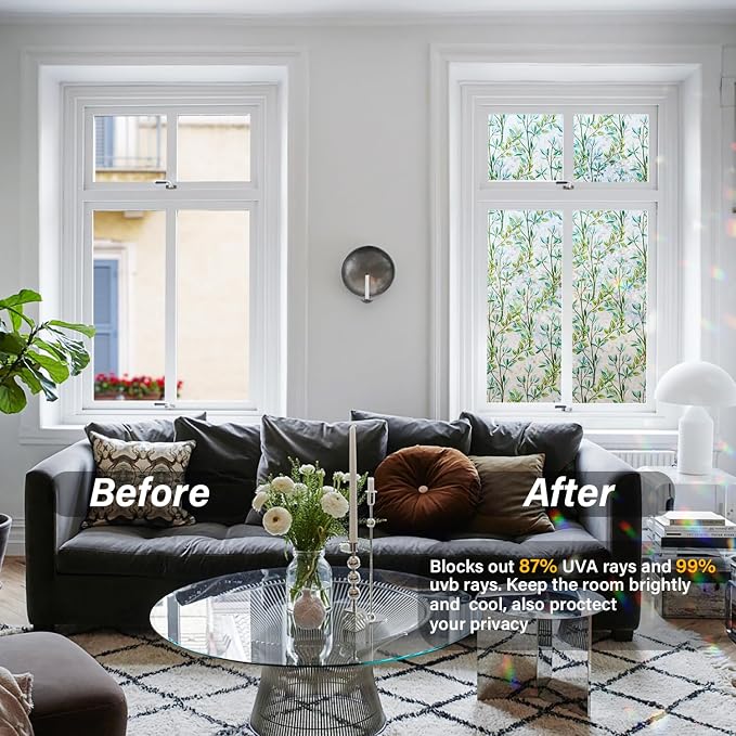 Ranzdn Window Privacy Film, Stained Glass, Static Cling, 35.4" x 78.7" | No - Image 2