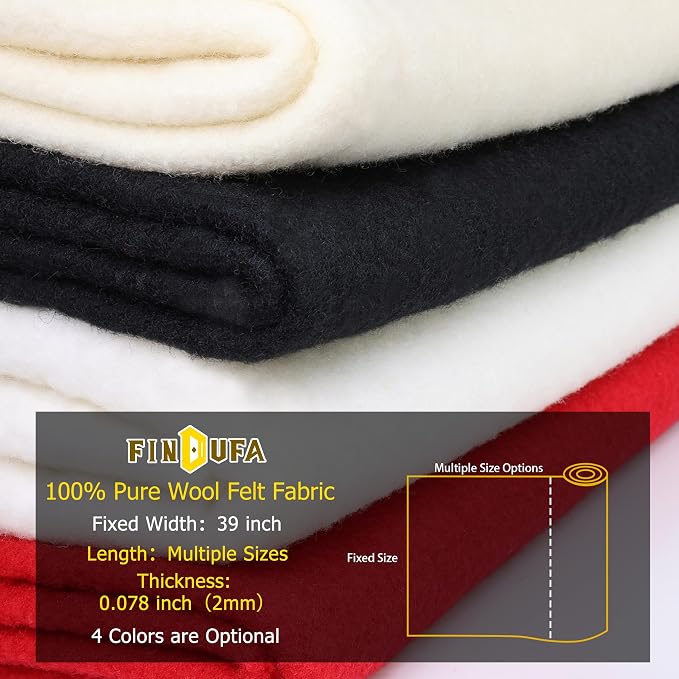 12" x 39" Wool Felt Fabric, Pure Merino Felt Fabric - Image 6