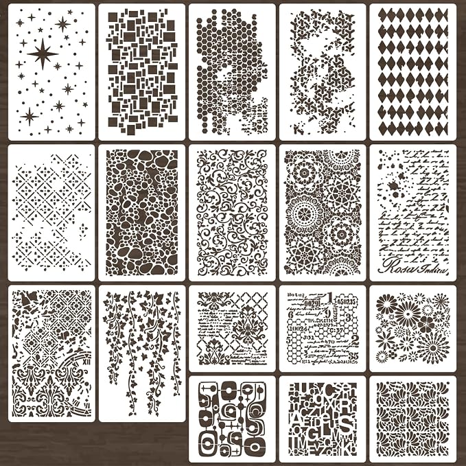 Stencils for Crafts Reusable Texture Stencils Damask Leaf Floral Cubist Mixed by zosylley