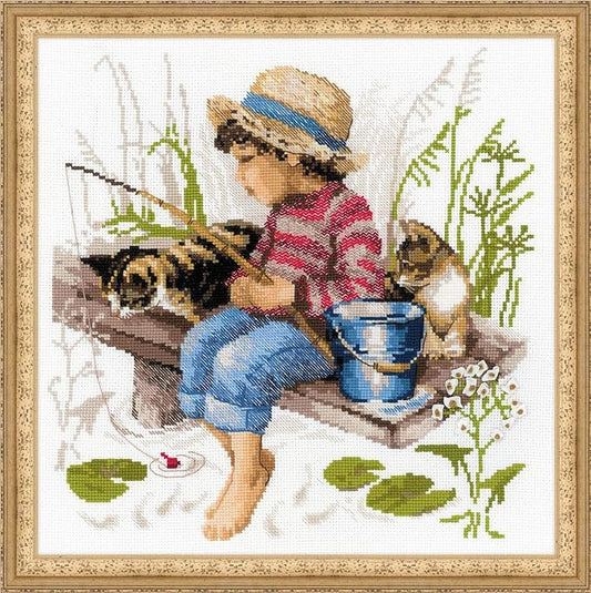 RIOLIS - Let's Go Fishing 1470, Cat Lovers Cat Cross Stitch Kits 11, Cross by RIOLIS
