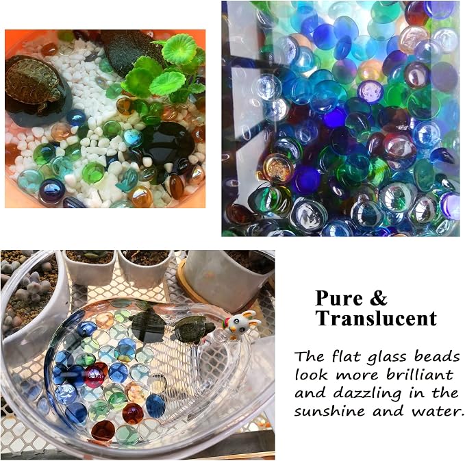 KINGOU 100 pcs Flat Glass Marbles, Replacement Mancala Stones 0.6 LB Mixed - Image 5