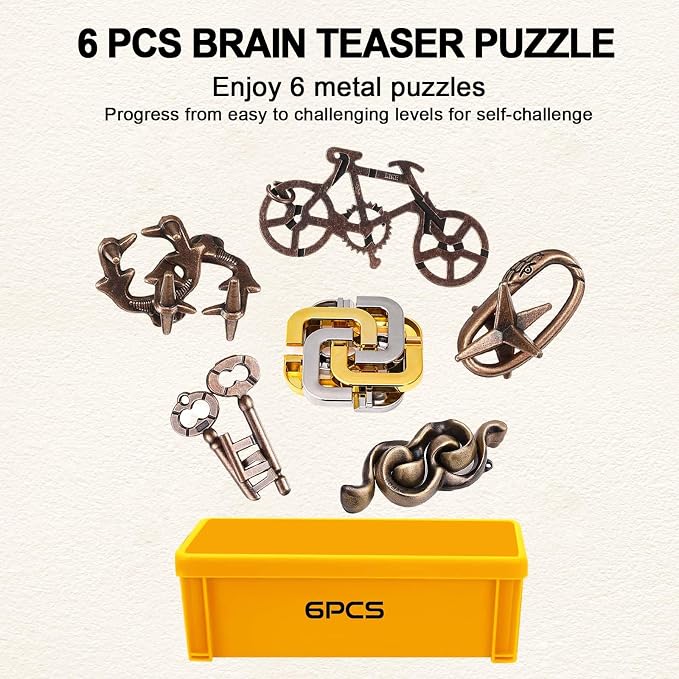 6 PCS Metal Brain Teaser Puzzles - Image 6