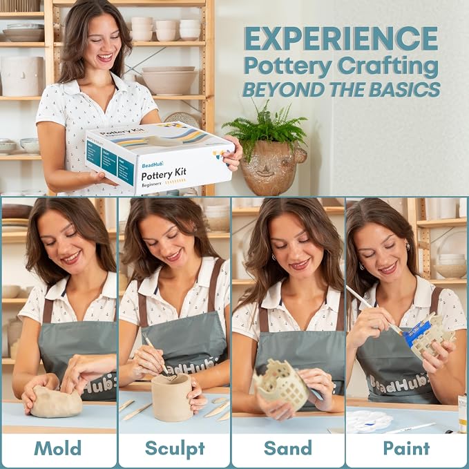 Air Dry Clay Pottery Kit for Adults Beginner, Starter Kit - Image 6
