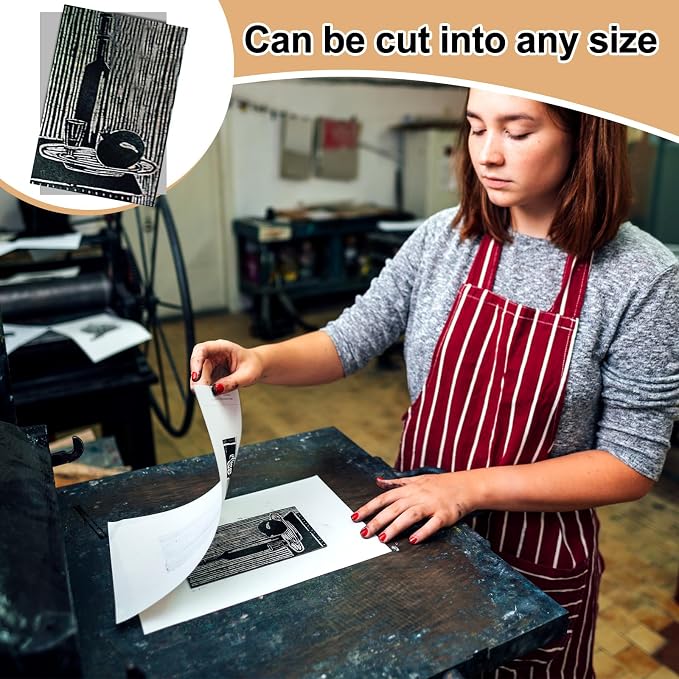 Yeaqee 4 Pcs 12 x 18 Inch Linoleum Block Rubber Carving Block Soft Linocut - Image 5