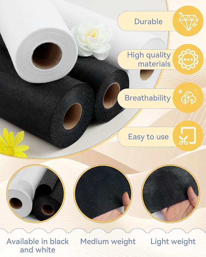 FIVEIZERO Fusible Interfacing for Sewing, 17in x 30yd Medium Weight Iron on - Image 3