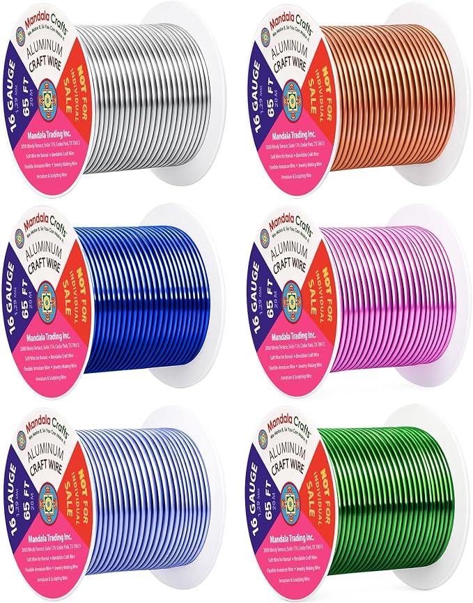 Mandala Crafts 16 GA Pink Green Blue Assorted Anodized Aluminum Craft Wire | by MandalaCrafts