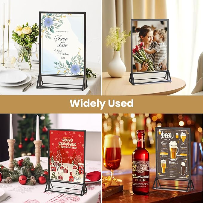 6 Pcs Acrylic Sign Holder 8.5X11 Double-Sided Black Picture Frame | Acrylic - Image 7