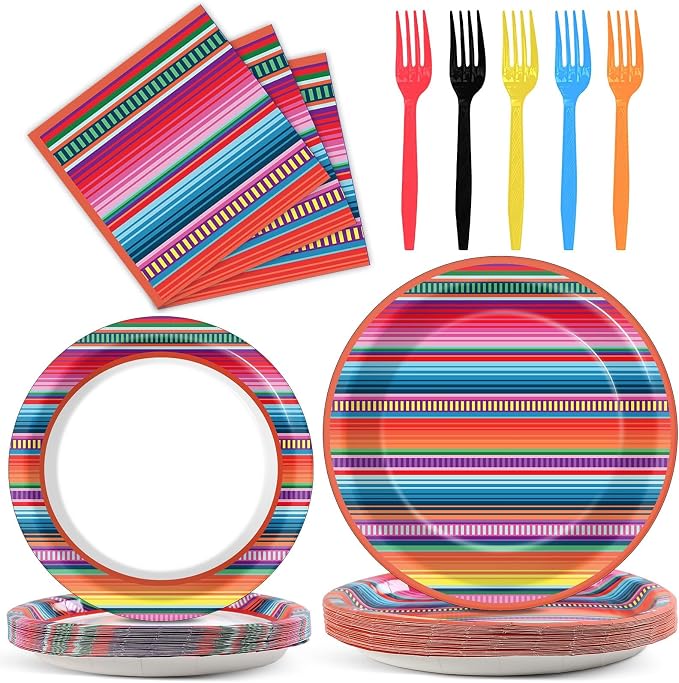 100PCS Mexican Fiesta Plates and Napkins Sets 5 Mayo Plates Mexican Fiesta by Qyeahkj