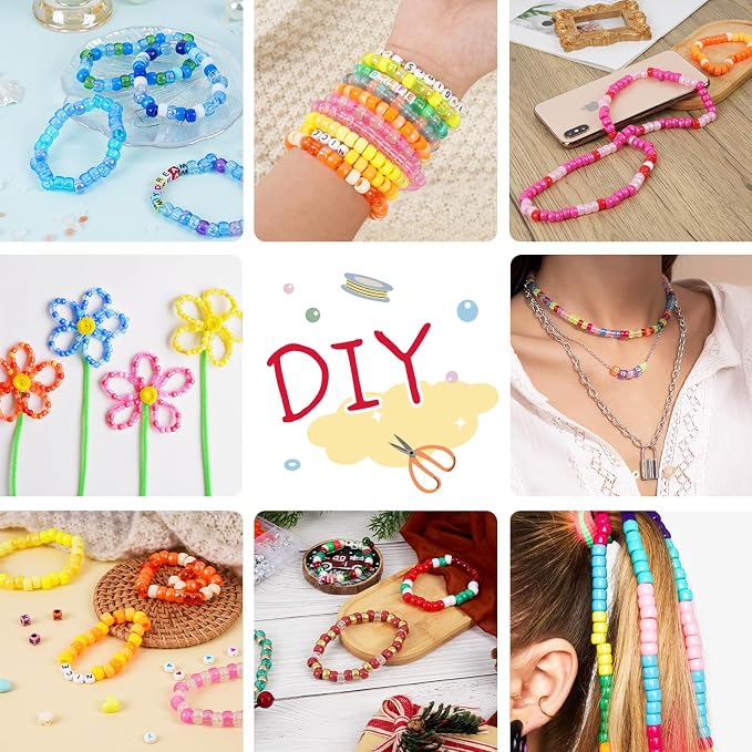 QUEFE 1900pcs, 48 Colors, Pony Beads Bracelet Making Kit, Rainbow Kandi Beads - Image 4