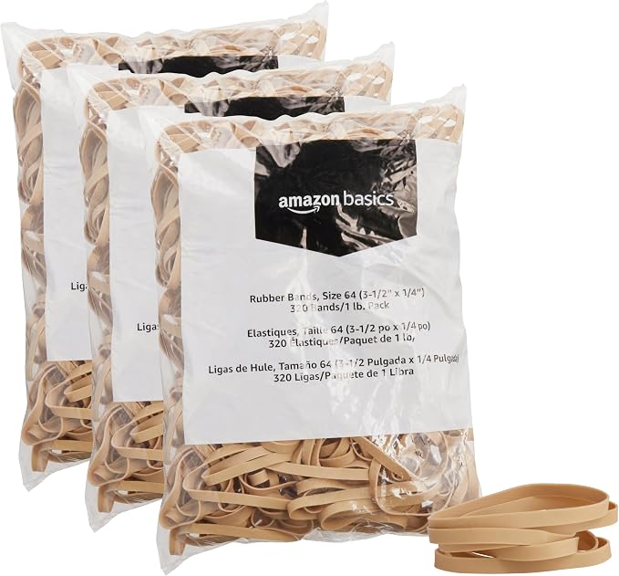 Amazon Basics Rubber Bands, Office Supplies, Size 64, 320 Bands/1 lb Pack by AmazonBasics