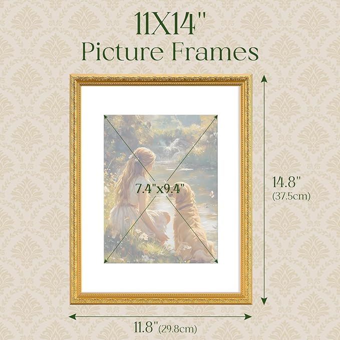 TWING 11x14 Picture Frame, Ornate Vintage 11x14 Photo Frame, 1 Pack | Gold - Image 2