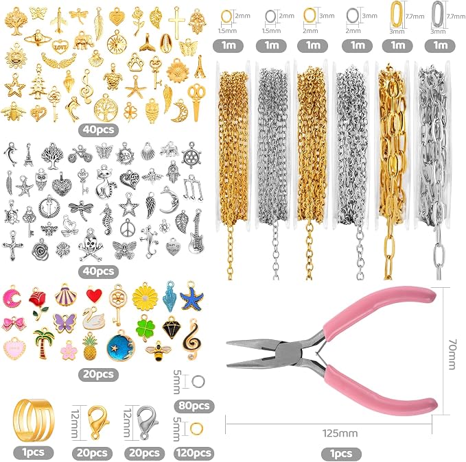 Zefy 18K Gold Silver Chain for Jewelry Making, 19.7ft 6 Rolls Stainless Steel - Image 5