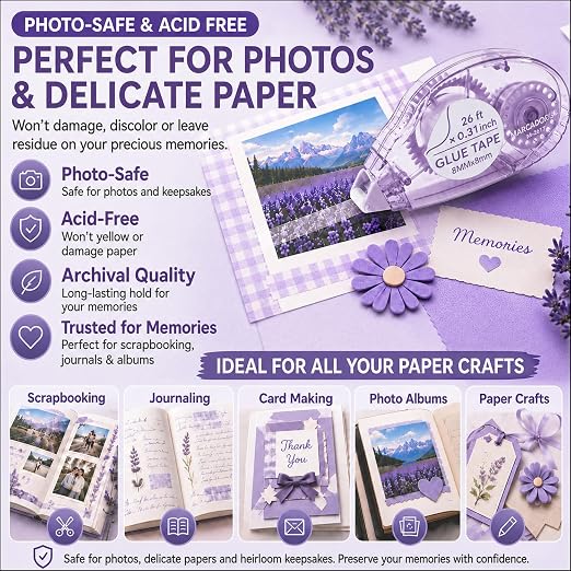 Glue Tape for Scrapbooking, Scrapbook Tape 4 Pcs, Double Sided Tape Roller for - Image 6