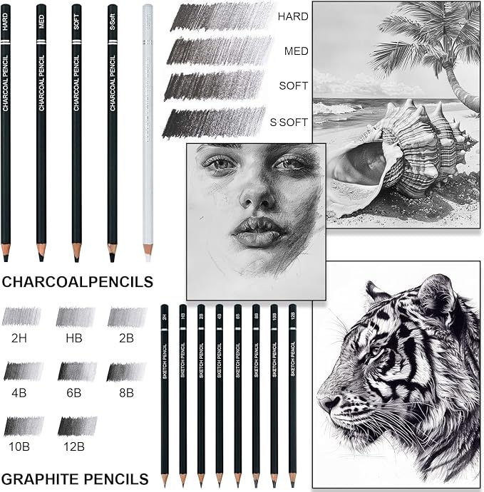 Aenir Charcoal Pencils for Drawing, Professional Drawing Sketch Pencils - Image 3
