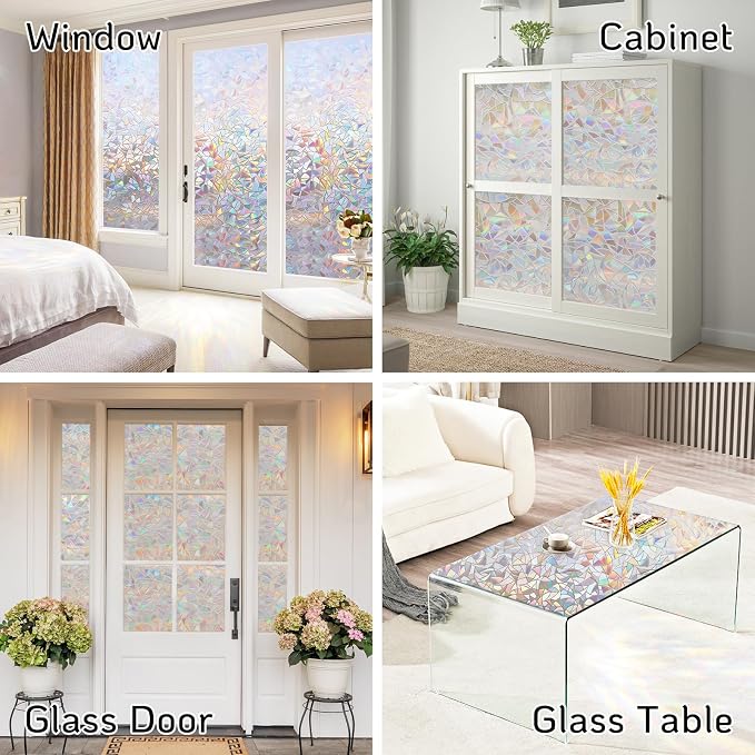 LUTE Rainbow Window Privacy Film, Stained Glass Cling, 23.6" x 78.7" | 3D - Image 9