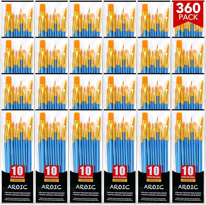 AROIC Acrylic Paint Brush Set, for Oil Painting Rock Body Painting, Artist by AROIC