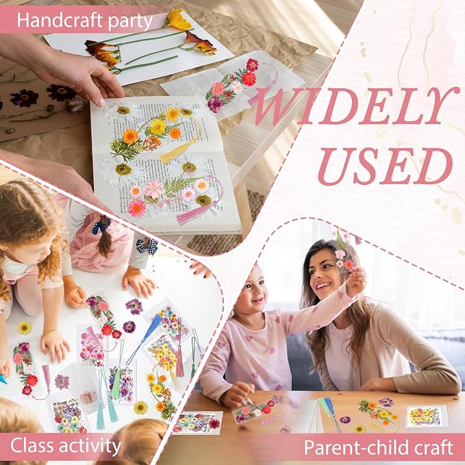 kmfosaat 344 Pcs Pressed Flower Bookmark Making Kit, 50 Laminating Pouches - Image 6