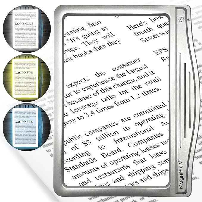 MAGNIPROS Patented 3X Large LED Page Magnifier by MagniPros
