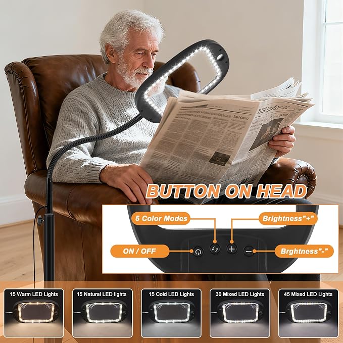 Floor Magnifying Glass with Light and Stand, 30X & 10X Floor Magnifying Lamp - Image 5