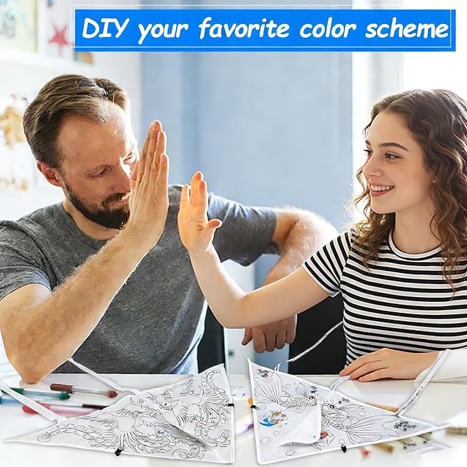20 Pack DIY Coloring Kite Kit for Kids Pre-Printed Cartoon Animal Pattern Kites - Image 4