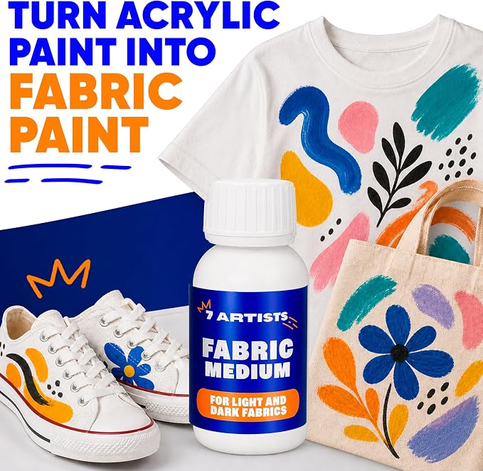 Fabric Medium for Acrylic Paint 8.45 fl oz – Turn Acrylics Into Washable Fabric - Image 2