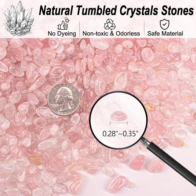 3 Lb Rosy Pink Stones Aquarium Gravel Rocks, Tumbled Chips Crushed Crystal - Image 2