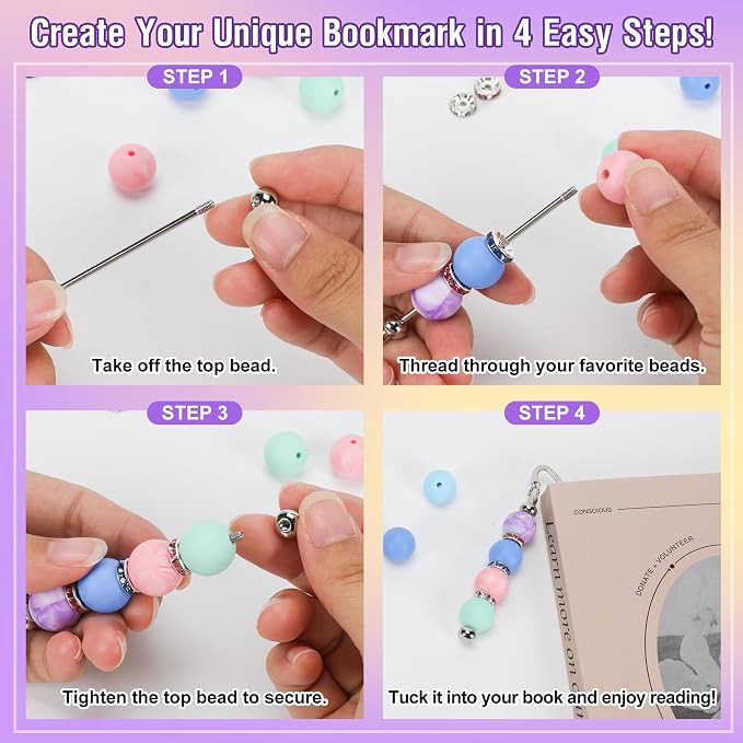 Sandure 162pcs DIY Beadable Metal Bookmarks Craft Kit - Image 3