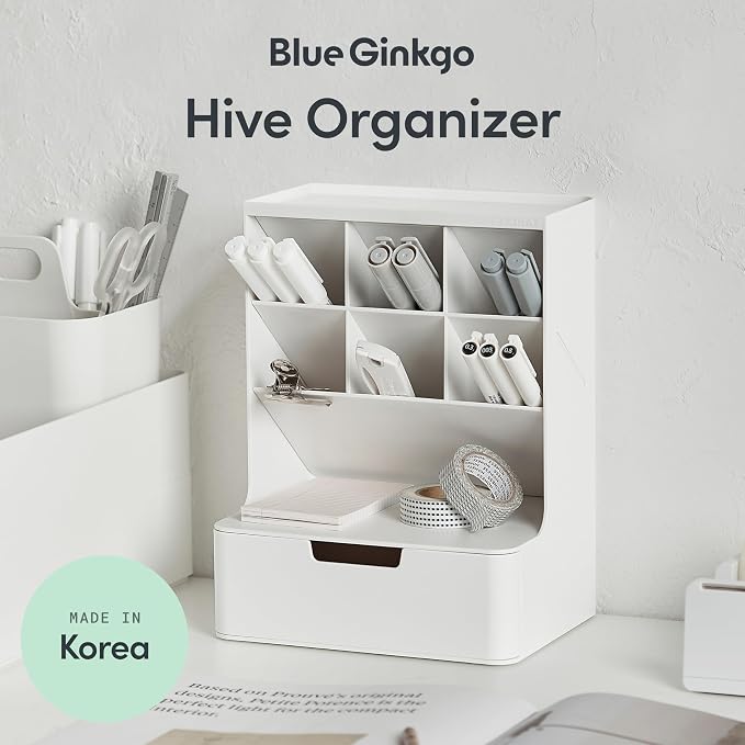BLUE GINKGO Hive Desk Organizer – Vertical 6-Compartment, Full-drawer Storage – - Image 2
