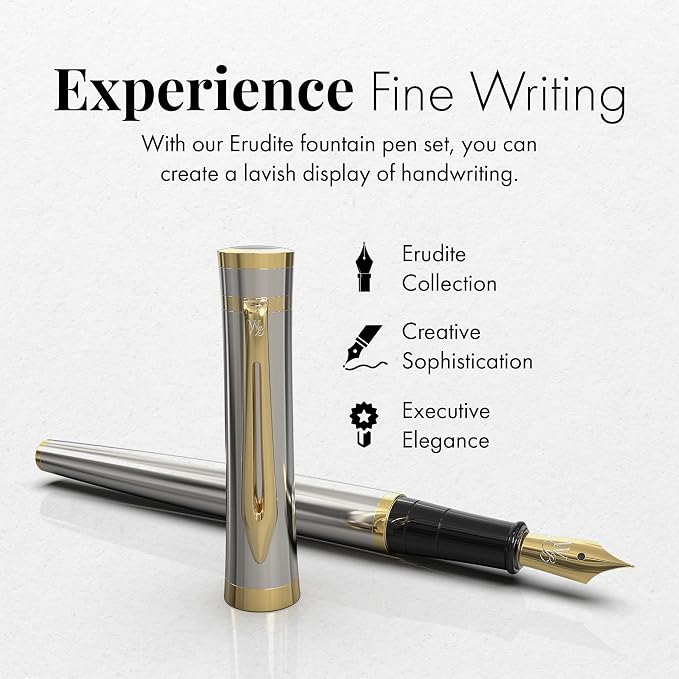 Wordsworth & Black Fountain Pen Set, 18K Gilded Extra Fine Nib, Includes 24 - Image 2