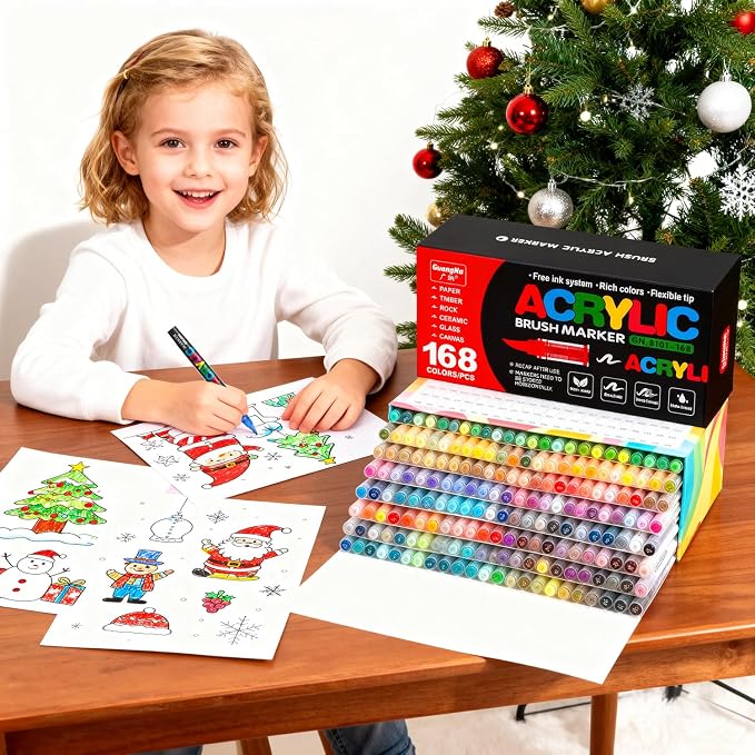Acrylic Paint Markers Pens, 168 Vivid Colors Acrylic Markers Set, Direct Liquid - Image 2
