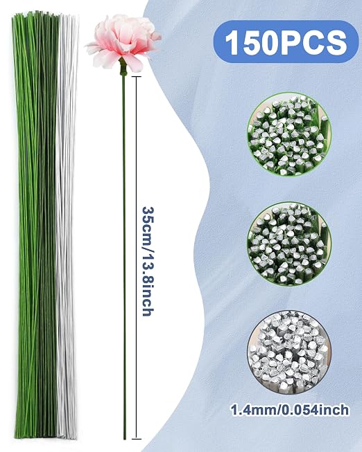 120 PCS FIVEIZERO 18 Gauge MixColor Floral Wire Stems - Image 2