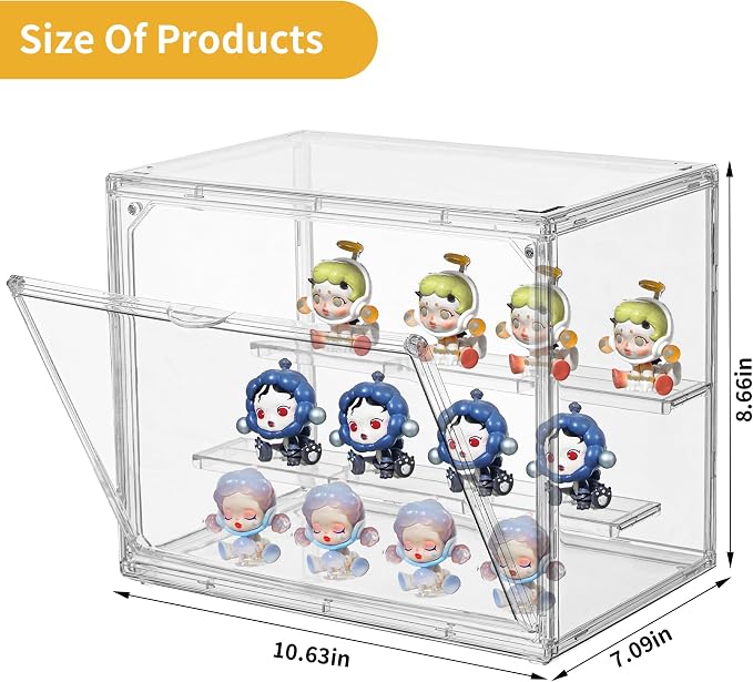 Acrylic Display Case for Collectibles 3 Tier, Small Clear Display Box 4pack | 2 - Image 5