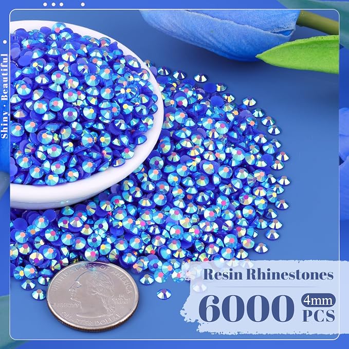 6000PCS 4mm Resin Jelly Rhinestones in Bulk, Bedazzling Flatback Crystals - Image 2