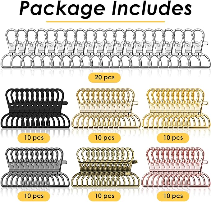 Swivel Clasp Hooks, Anezus 80Pcs Key Chain Clip Hooks, D Ring Clip Lanyard - Image 5