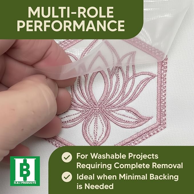 H.B.I. Products Wash Away Water Soluble Embroidery Stabilizer & Topping Roll - Image 5