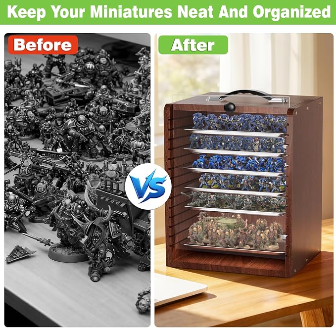 Miniature Storage Case for Collectibles Miniatures, Wooden Display Cases - Image 8