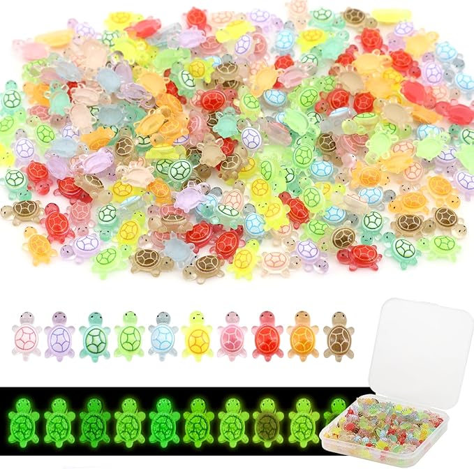 120Pcs Mini Resin Turtles, Glow in the Dark Miniature Tiny Turtles by QUPIVA