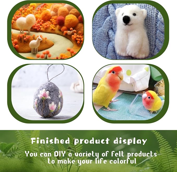 SOCNITC Needle Felting Kit for Beginners, Wool Roving 40 Rolls, Felting Needles - Image 7