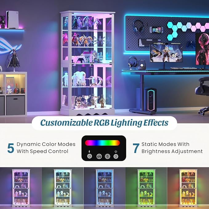 Dystler Display Cabinet with Glass Doors, RGB Lights - Image 3