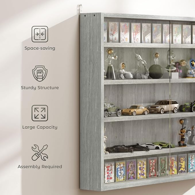 HOMCOM 5-Tier Display Cabinet, Glass Door Cabinet - Image 6