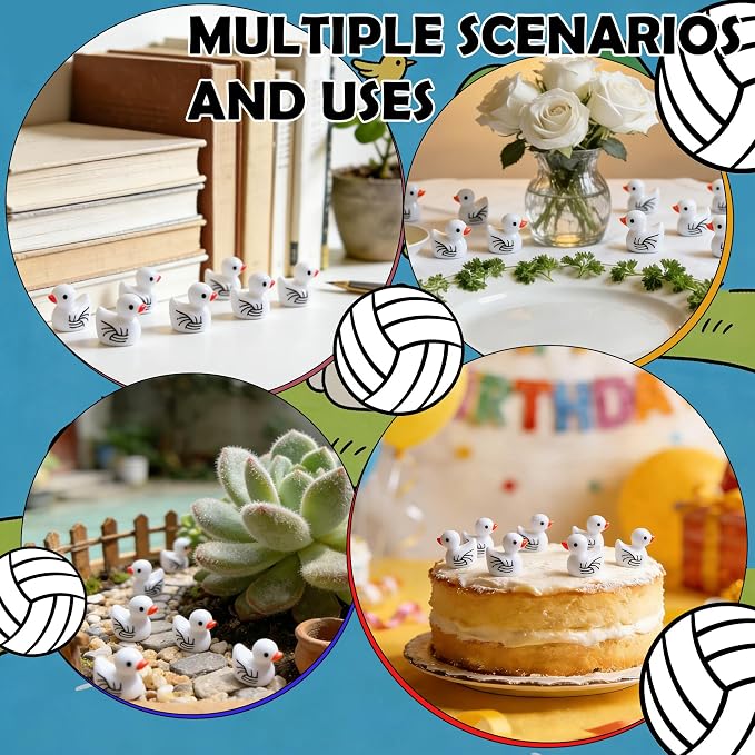80 Pcs Mini Resin Volleyball Ducks, Small Figurines Bulk Tiny Sports Duck - Image 7