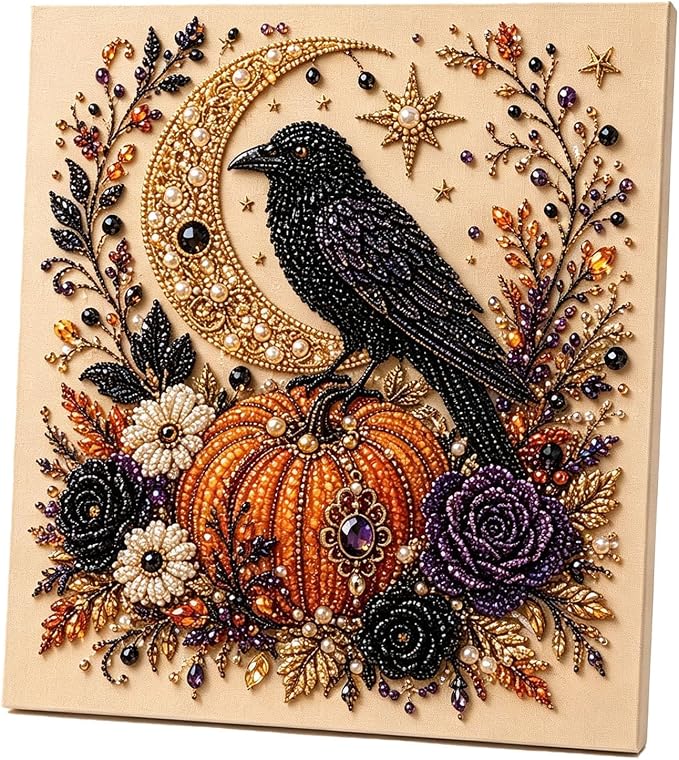 POETRYDRAW Halloween Decor Raven Moon Pearl Art Kit by POETRYDRAW