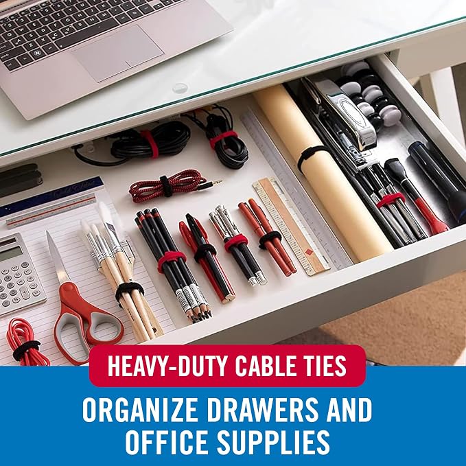 VELCRO Brand White Cable Ties Heavy Duty | 60Pc Bulk Pack | 8 x 1/2" ONE-WRAP - Image 4