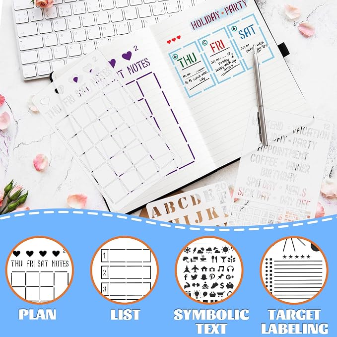 30 PCS Journal Stencils, Planner Stencils - Image 4