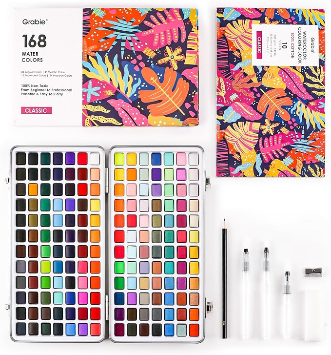 Grabie Watercolor Paint Set, Watercolor Paints, 168 Colors, Painting Set by Grabie
